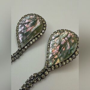 Hobe abalone rhinestone dangle earrings pierced